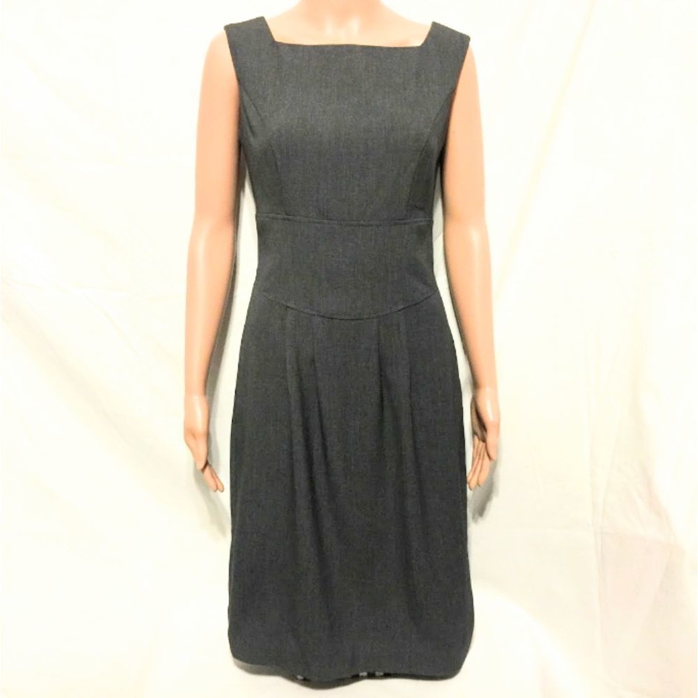 Spiegel Charcoal Gray Structured Banded Waist Cocktail Dress